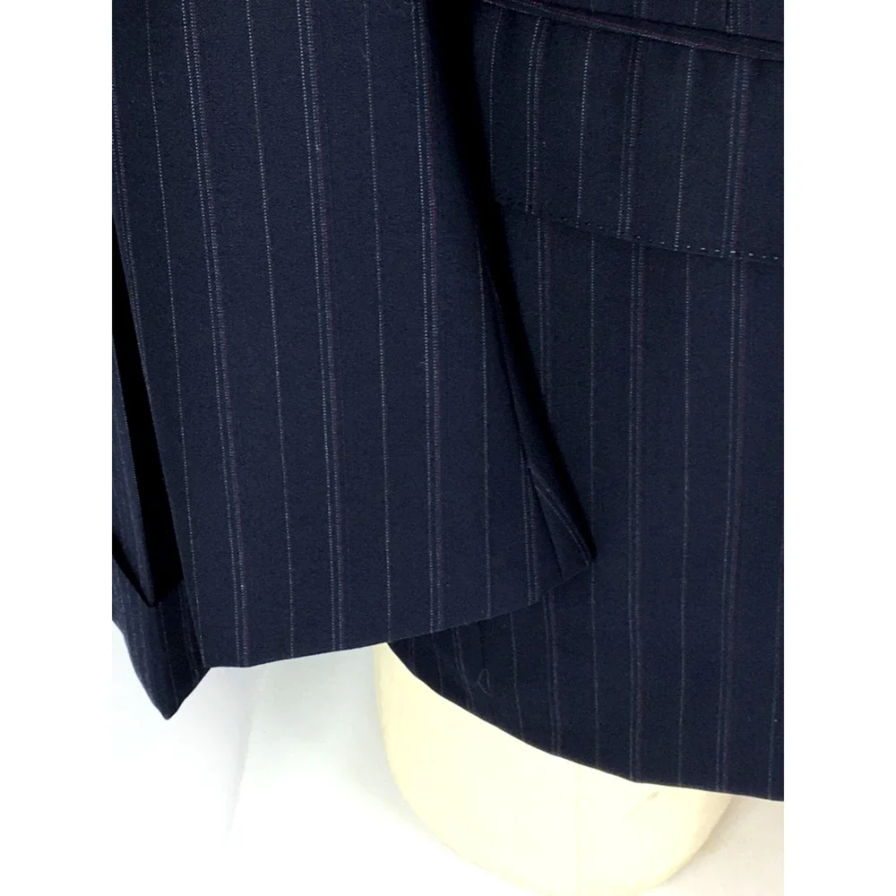 38R Polo Ralph Lauren USA Mens Vintage 2 Bttn Wool Suit Black Pinstripe Pants 32